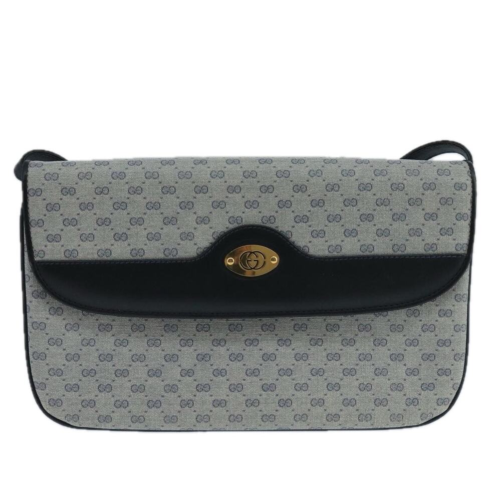 GUCCI Micro GG Supreme Shoulder Bag Pvc Navy Gold - Picture 2 of 13